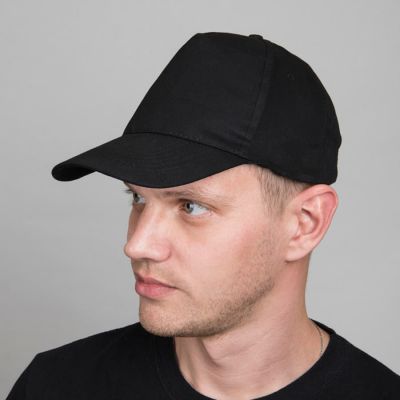 Бейсболка LIGHT, 5 клиньев,  застежка на липучке, черный-2