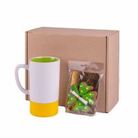 Набор SOULFUL: кружка, печенье в форме клевера с предсказанием, желтый, зеленый