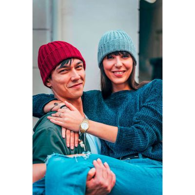 Шапка вязаная SHORE с отворотом из материала rPET/рециклированного полиэстера, бордовый-1