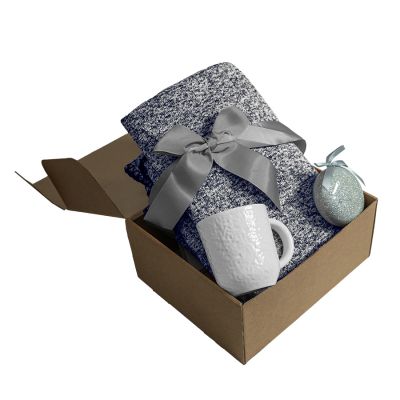 Подарочный набор HOLIDAY: плед, кружка, шар новогодний, коробка; синий-2