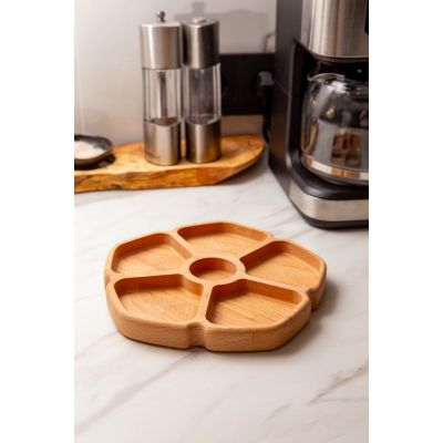 Менажница цветок, 23см, бук, светло-коричневый-0