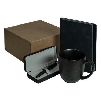 Набор подарочный AUTOGRAPH: кружка, ежедневник, ручка, футляр для ручки, стружка, коробка, черный-0