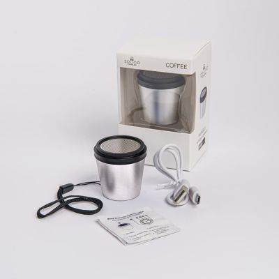 Портативная mini Bluetooth-колонка Sound Burger 'Coffee' серебристый, серебряный-4