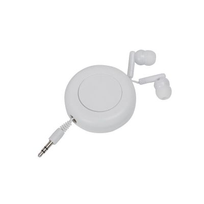 Наушники с убирающимся кабелем, белый-0