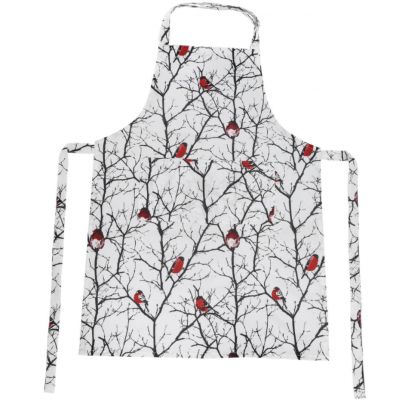 Подарочный набор для кухни 'Снегири',хлопок 100%, передник и прихватки, белый, красный-1