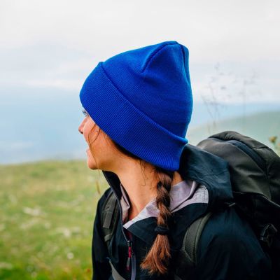 Шапка вязаная двойная WIND с отворотом, светло-розовый-3