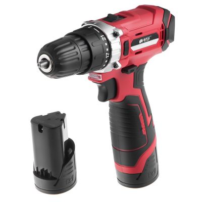 Дрель аккумуляторная HIPER HCD12A/2А, 12В, в кейсе, Li-ion батарея 1,5 Ач (2 шт), 25Нм, красный-0