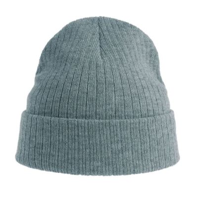Шапка вязаная RIO с отворотом из материала rPET/рециклированного полиэстера, светло-серый меланж-4