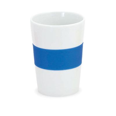 Стакан NELO, керамика, силикон, белый, синий-0