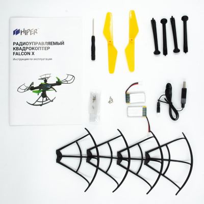 Квадрокоптер радиоуправляемый HIPER FALCON X, черный с зеленым-1
