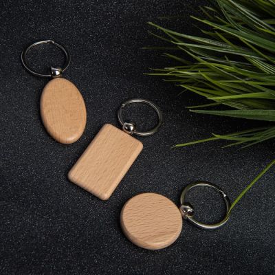 Брелок TIMBER OVAL; 5,2 x 3,2 см; дерево, бежевый-2