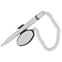 FOX SAFETOUCH, ручка шариковая с держателем, черный/белый, антибактериальный пластик, белый, черный