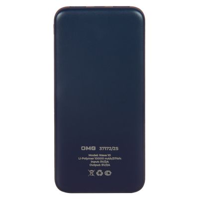 Универсальный аккумулятор Wave 10 (10000 мАч), синий, 14,9х6.7х1,6 см-2