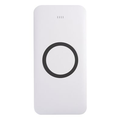 Универсальный аккумулятор с функцией беспроводной зарядки SATURN,белый с черным,15х7,3х1,2см, белый, черный-0