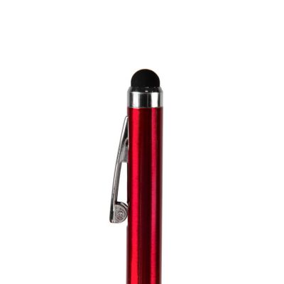 Ручка шариковая со стилусом CLICKER TOUCH, красный, серебристый-1