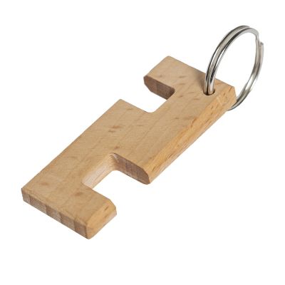 Брелок-подставка для телефона, 6 x 2,5 x 0,7 cм. Пазы 1 и 1,4 см, бук, светло-коричневый-0