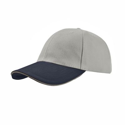 Бейсболка LIBERTY SANDWICH, 6 клиньев, сэндвич, металлическая застежка, серый, синий-0