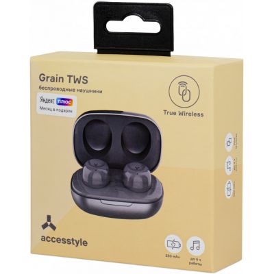 Беспроводные наушники ACCESSTYLE GRAIN TWS, темно-серый-5