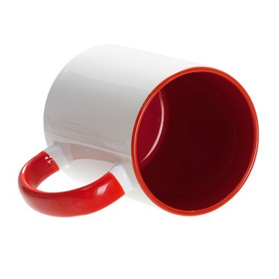 Кружка для сублимации, 330 мл, d=82 мм, стандарт А, белая, красная внутри, красная ручка, белый, красный-1