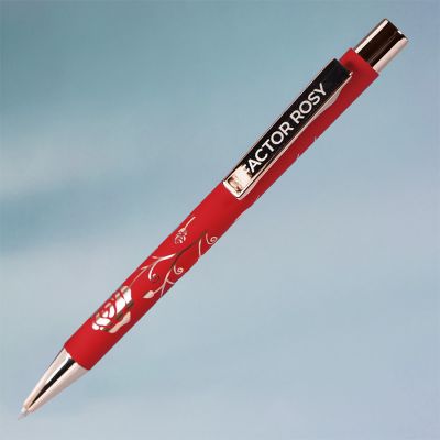 Ручка шариковая FACTOR ROSY, красный, розовое золото-1