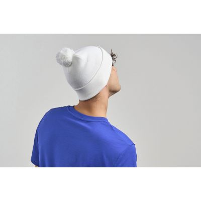 Шапка вязаная  двойная Wind-S c помпоном, ярко-синий-2