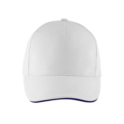 Бейсболка LONG BEACH, 5 клиньев, металлическая застежка, белый, темно-синий-2