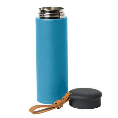 Термос вакуумный STRIPE, 450 мл, голубой, черный-1