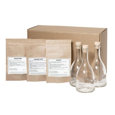 Набор 'Сам себе сомелье' для приготовления авторских напитков Мятный, Кофейный и Куантро ликеры, бежевый, ликеры-0