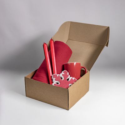 Набор подарочный MOOD: плед, кружка, игрушка, свечи; красный-2