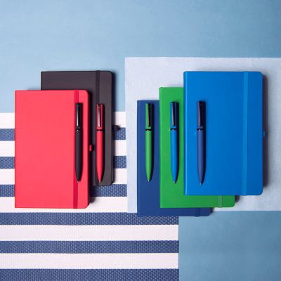 Бизнес-блокнот SILKY, формат А5, в клетку, синий-3