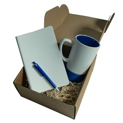 Набор подарочный ARTKITS: ежедневник, ручка, кружка с цветным дном, стружка, коробка, синий-2