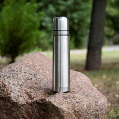 Термос ROMANTIC с двумя кружками, серебристый-3