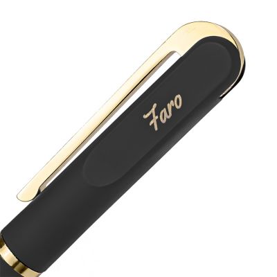 Ручка шариковая FARO, покрытие soft touch, черный, золотистый-6