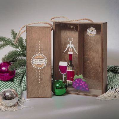 Ящик подарочный WINOTEKA размер 34,5 х 11,5 х 11 см, коричневый-4