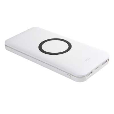 Универсальный аккумулятор с функцией беспроводной зарядки SATURN,белый с черным,15х7,3х1,2см, белый, черный-1