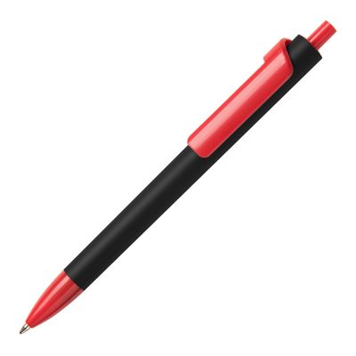 Ручка шариковая FORTE SOFT BLACK, покрытие soft touch, черный, красный-0