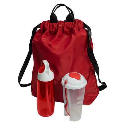 Набор подарочный FITKIT: бутылка для воды, контейнер для еды, рюкзак, красный-0