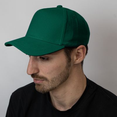 Бейсболка BOSTON, 5 клиньев, металлическая застежка, темно-зелёный-1
