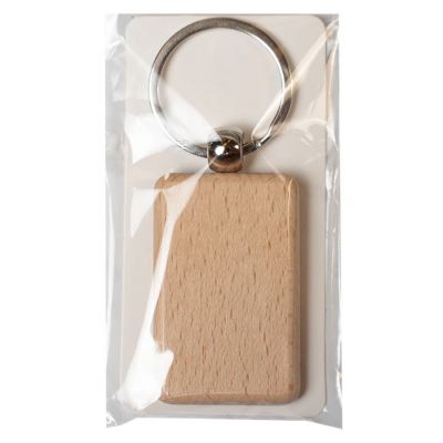 Брелок TIMBER RECTANGLE; 5,2 x 3,2 x 0,7 см; дерево, бежевый-1