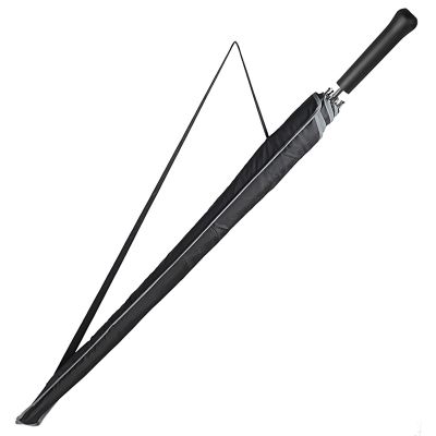 Зонт-трость 'Reflect', механический,эпонж, чёрный со светоотражающей окантовкой в чехле с ручкой, черный-2