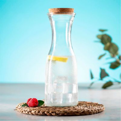 Графин LONPEL, 1л, 27,2х9,3см, стекло, пробковое дерево, прозрачный-2