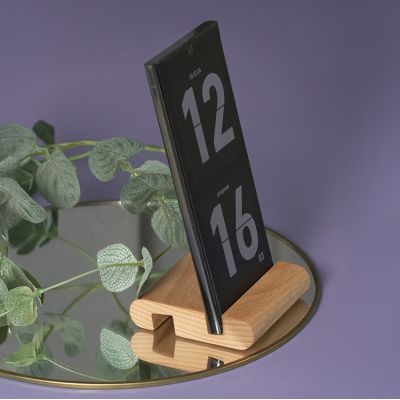 Подставка под телефон «Мини» 8 x 8 x 2 см, пазы 1 см. и 1,4 см, бук, светло-коричневый-7