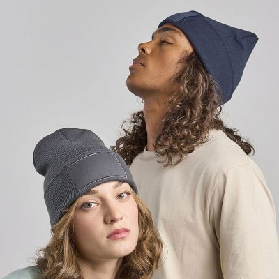 Шапка вязаная  двойная Wind-S с патчем, ярко-синий-1