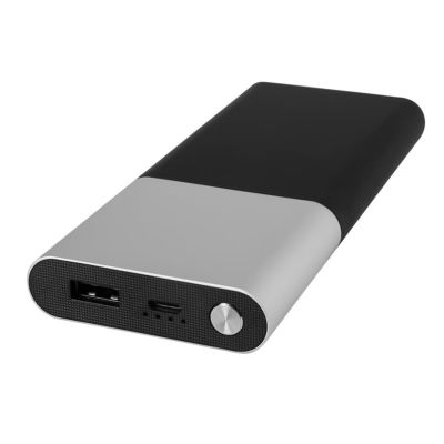 Набор подарочный BLACK GUN; универсальное зарядное устройство(10000мАh) и ручка; серебристый, черный, серебристый-4