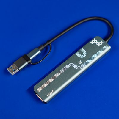 USB-хаб STEM 7 в 1, серый, алюминий-3