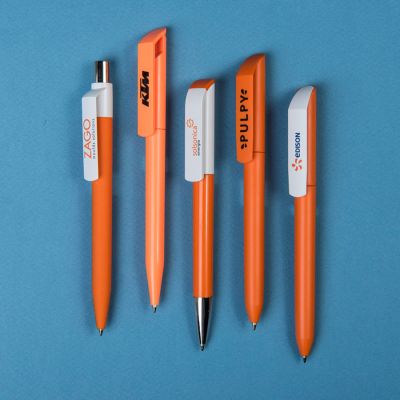 Ручка шариковая FLOW PURE с белым клипом, оранжевый-1