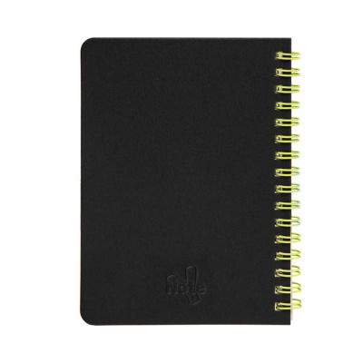 Блокнот на двойной пружине HELIX MINI, 105 х 150  мм, черный с желтым, блок в клеткуБлокнот HELIX MINI, черный, желтый-2