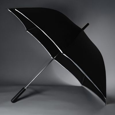 Зонт-трость 'Reflect', механический,эпонж, чёрный со светоотражающей окантовкой в чехле с ручкой, черный-0