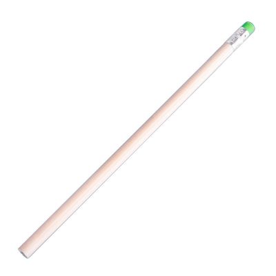 Карандаш простой круглый SIMPLE с ластиком, HB, бежевый/зеленый, бежевый, зеленый-0