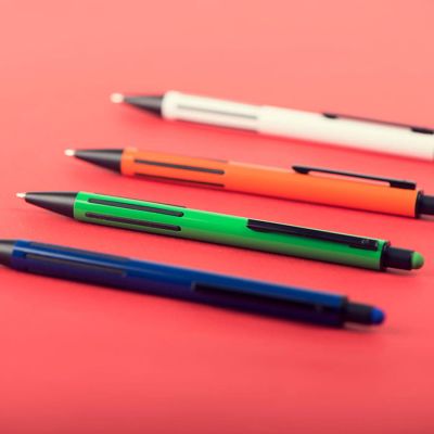 Ручка шариковая со стилусом IMPRESS TOUCH, прорезиненный грип, зеленый-1